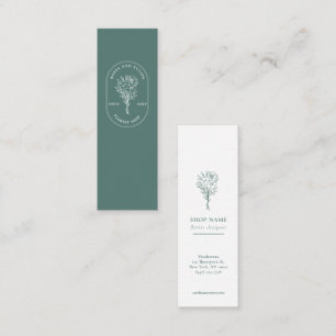 Elegant  logo Green white Florist Minimalist  Mini Business Card
