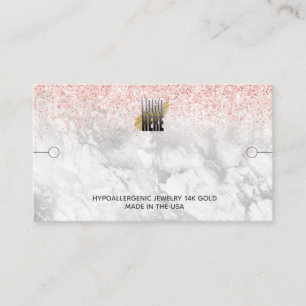 Elegant Logo Marble Pink Glitter Bracelet Display Business Card