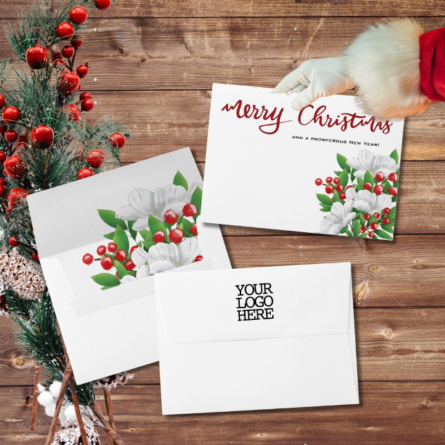 Elegant Logo Merry Christmas Employee Gift Card Envelope (Creator Uploaded)