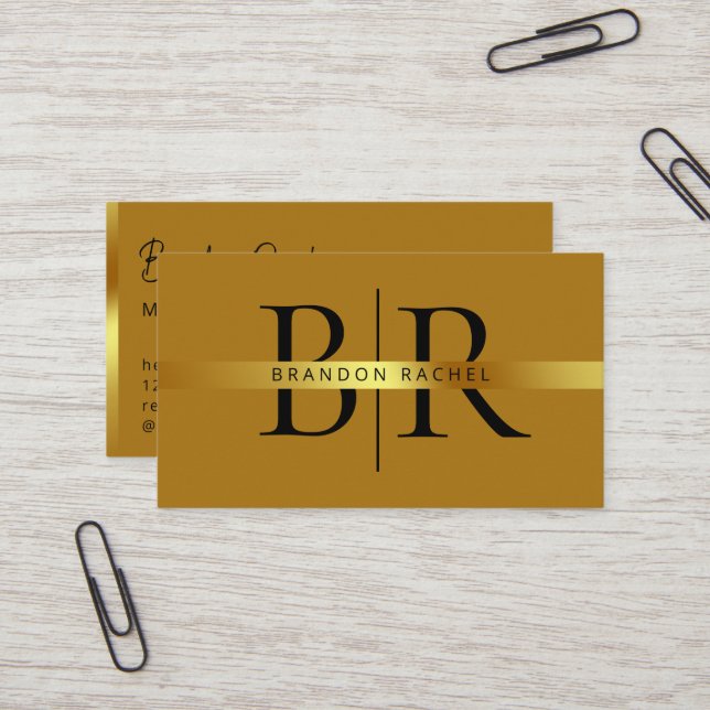 Elegant logo QR code gold gradient divider qr code Business Card (Front/Back In Situ)