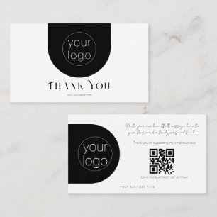 Elegant Logo Thank You QR Card Black and White