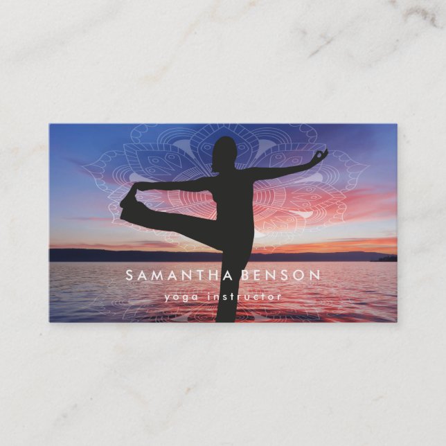 Elegant Logo Yoga Meditation Business Card (Front)
