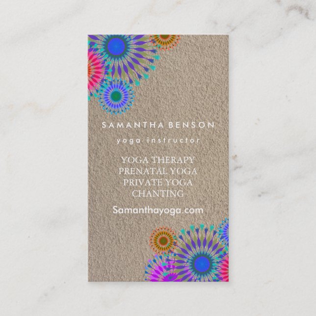 Elegant Logo Yoga Meditation Lotus Flowers Business Card (Front)