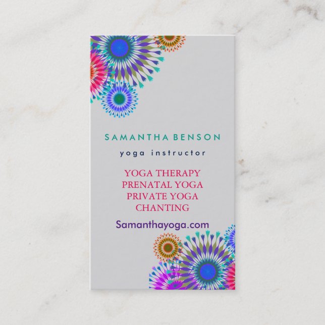 Elegant Logo Yoga Meditation Lotus Flowers Business Card (Front)