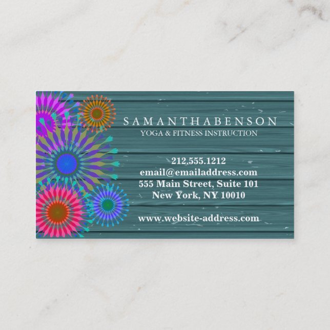 Elegant Logo Yoga Meditation Lotus Flowers Business Card (Back)