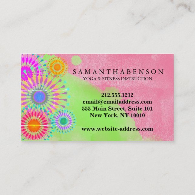 Elegant Logo Yoga Meditation Lotus Flowers Business Card (Back)