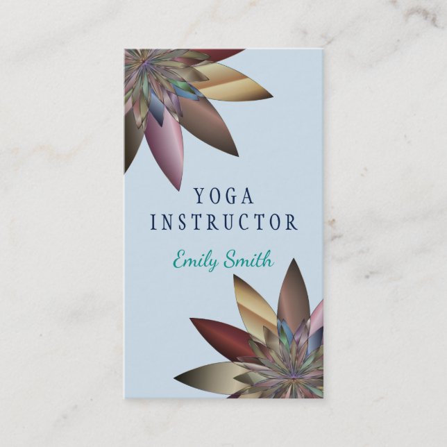 Elegant Logo Yoga Meditation Lotus Flowers Business Card (Front)