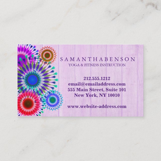 Elegant Logo Yoga Meditation Lotus Flowers Business Card (Back)