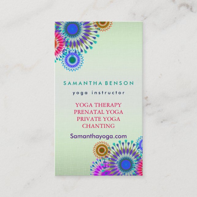 Elegant Logo Yoga Meditation Lotus Flowers Business Card (Front)