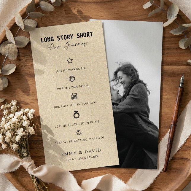 Elegant Long Story Short Romantic Timeline Wedding Save The Date (Creator Uploaded)