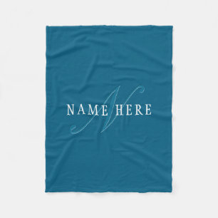 Elegant Looking Monogram Ocean Blue Fleece Blanket