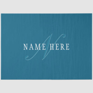 Elegant Looking Monogram   Ocean Blue Tissue Paper