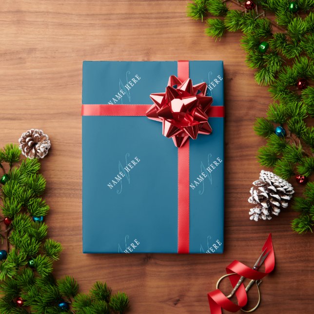 Elegant Looking Monogram | Ocean Blue Wrapping Paper (Holiday Gift)