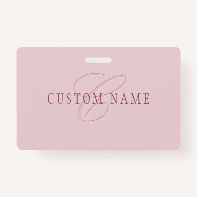Elegant Looking Monogram | Rose Gold ID Badge (Front)