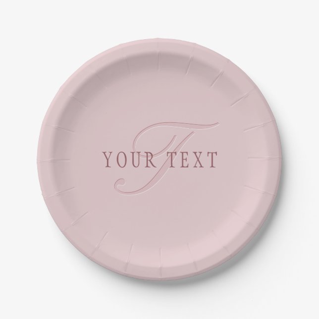 Elegant Looking Monogram | Rose Gold Paper Plate (Front)