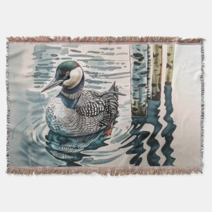Elegant Loon on the Lake Throw Blanket