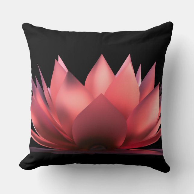 Elegant Lotus Black Cushion (Front)