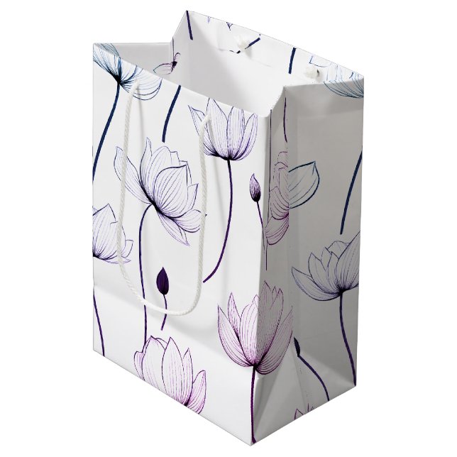 Elegant Lotus Bloom Medium Gift Bag (Front Angled)
