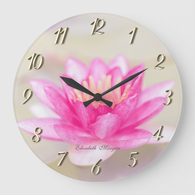 Elegant Lotus,Bokeh Yoga  Large Clock (Front)