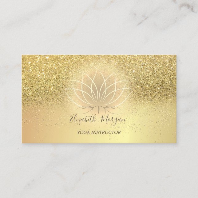 Elegant Lotus  Confetti Glitter Yoga Instructor Business Card (Front)