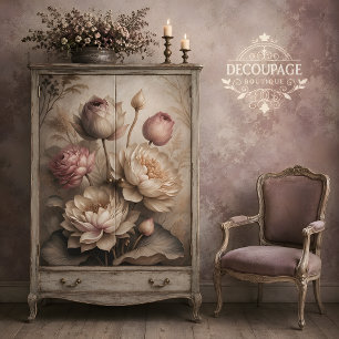 Elegant Lotus Floral Serenity Decoupage Tissue Paper