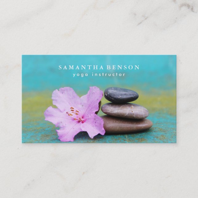 Elegant Lotus Flower Buddha Zen Logo Yoga Business Card (Front)