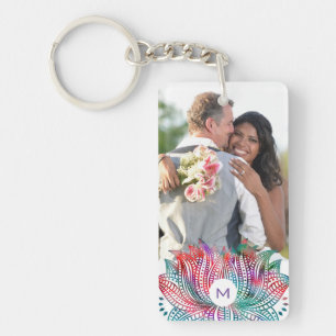 Elegant Lotus Flower Custom Photo  Key Ring