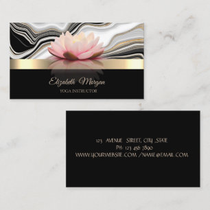 Elegant Lotus Flower Gold Marble Yoga Business Card