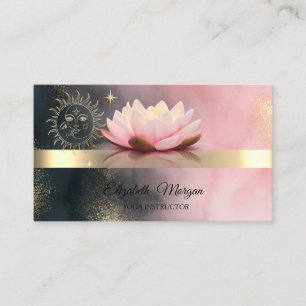 Elegant Lotus Flower Gold Sun Yoga Business Card