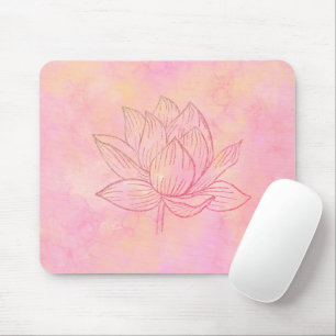 Elegant Lotus Flower Illustration Light Pink Art Mouse Pad