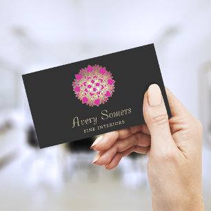 Elegant Lotus Flower Interior Designer Business Card
