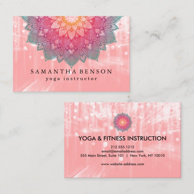 Elegant Lotus Flower Logo Yoga Business Card (Front/Back)