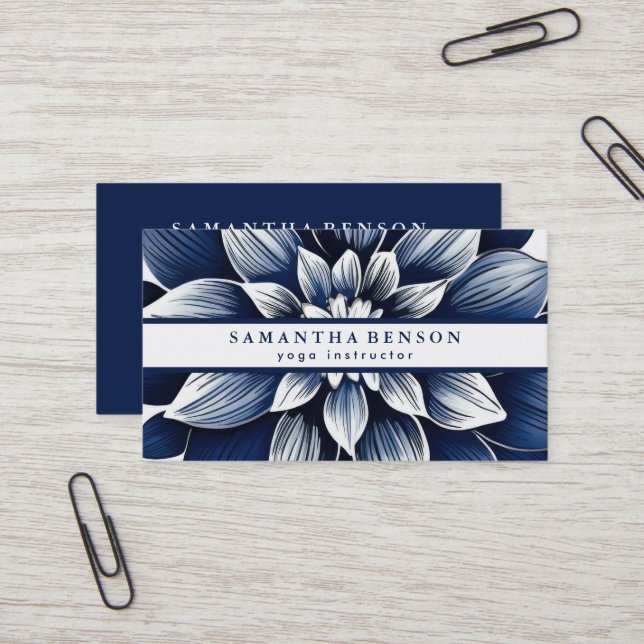 Elegant Lotus Flower Logo Yoga Business Card (Front/Back In Situ)