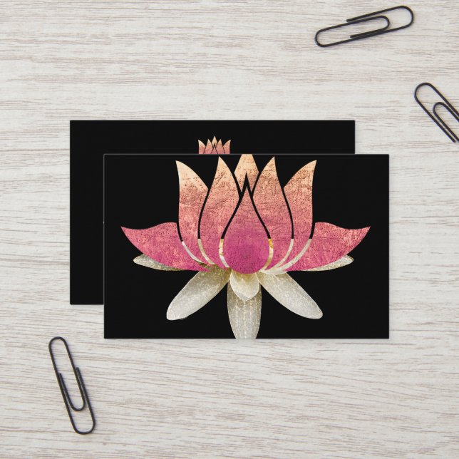Elegant Lotus Flower Logo Yoga Business Card (Front/Back In Situ)