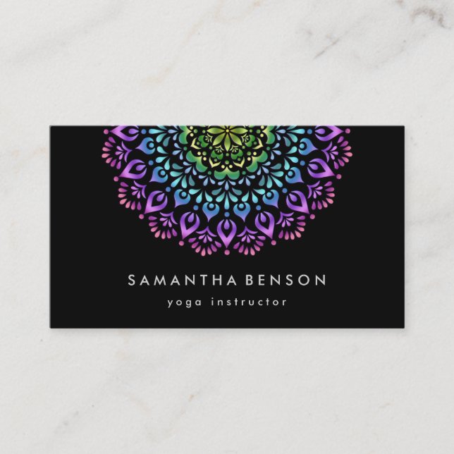 Elegant Lotus Flower Logo Yoga Business Card (Front)