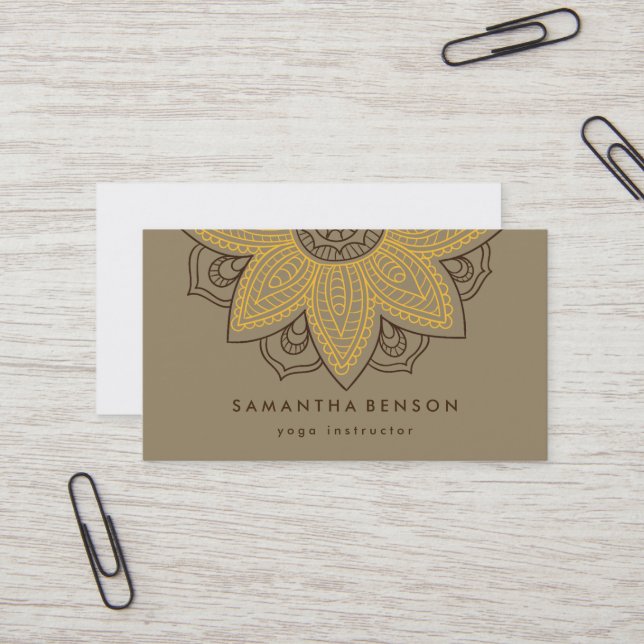 Elegant Lotus Flower Logo Yoga Business Card (Front/Back In Situ)