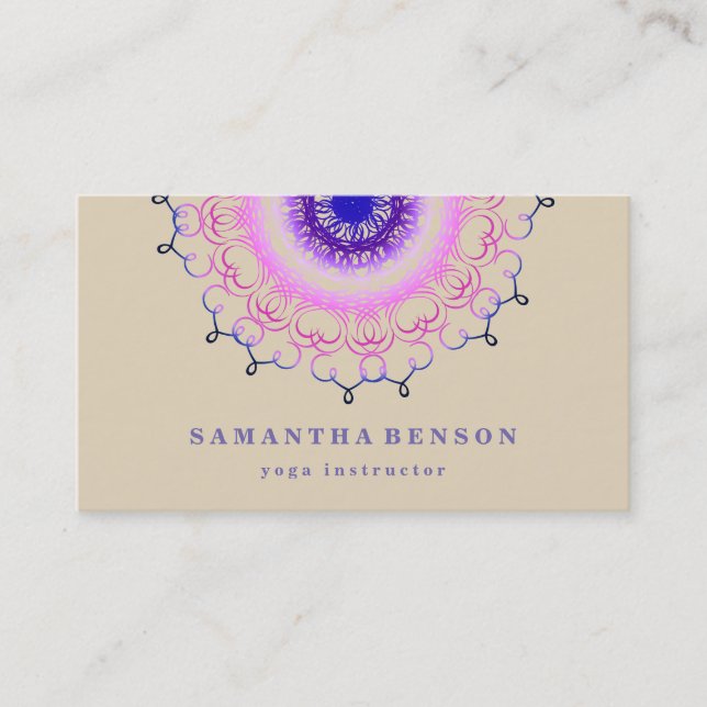 Elegant Lotus Flower Logo Yoga Business Card (Front)