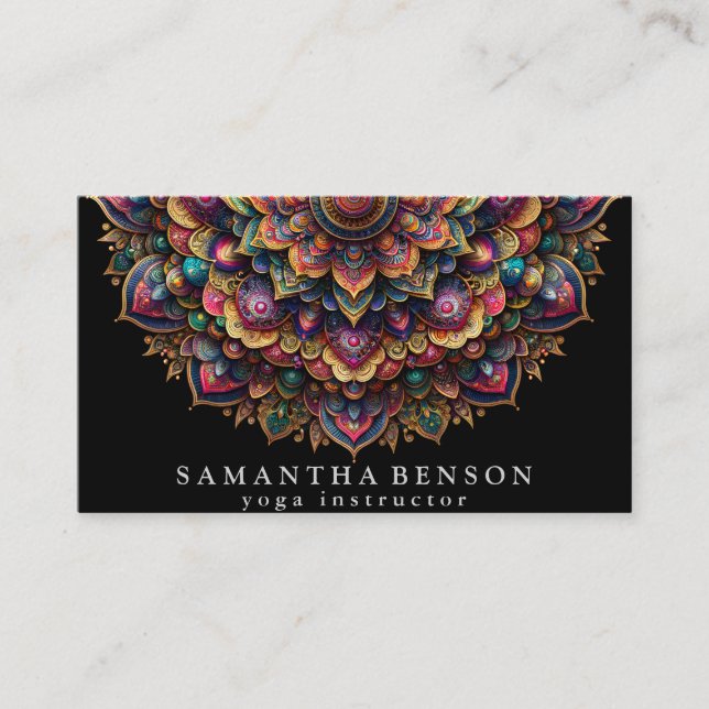 Elegant Lotus Flower Logo Yoga Business Card (Front)