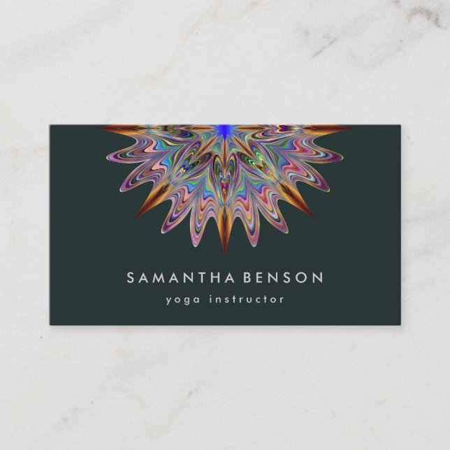 Elegant Lotus Flower Logo Yoga Business Card (Front)