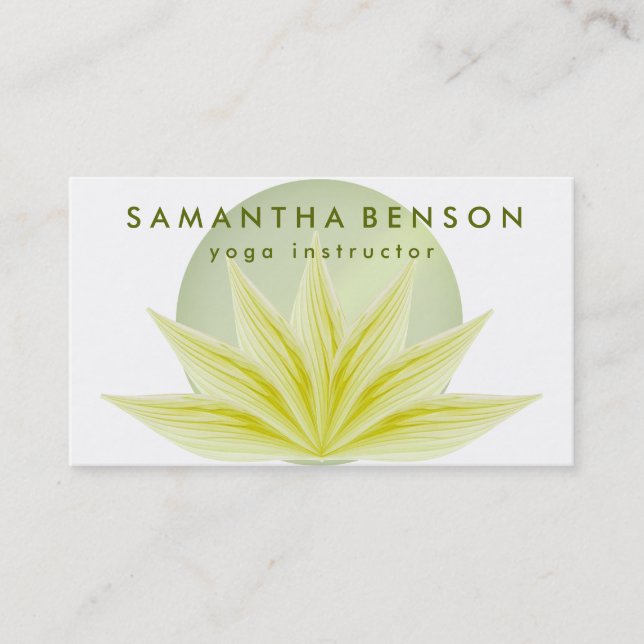 Elegant Lotus Flower Logo Yoga Business Card (Front)