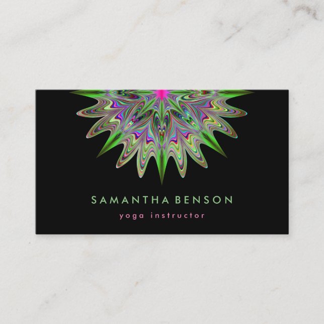 Elegant Lotus Flower Logo Yoga Business Card (Front)
