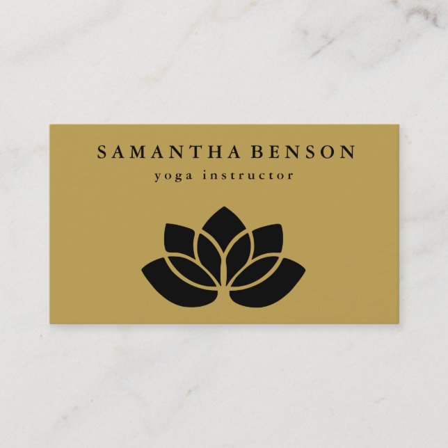 Elegant Lotus Flower Logo Yoga Business Card (Front)