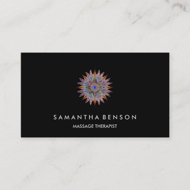 Elegant Lotus Flower Logo Yoga Business Card (Front)