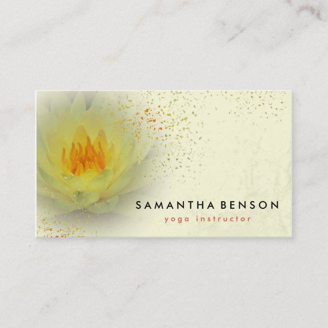 Elegant Lotus Flower Logo Yoga Business Card (Front)