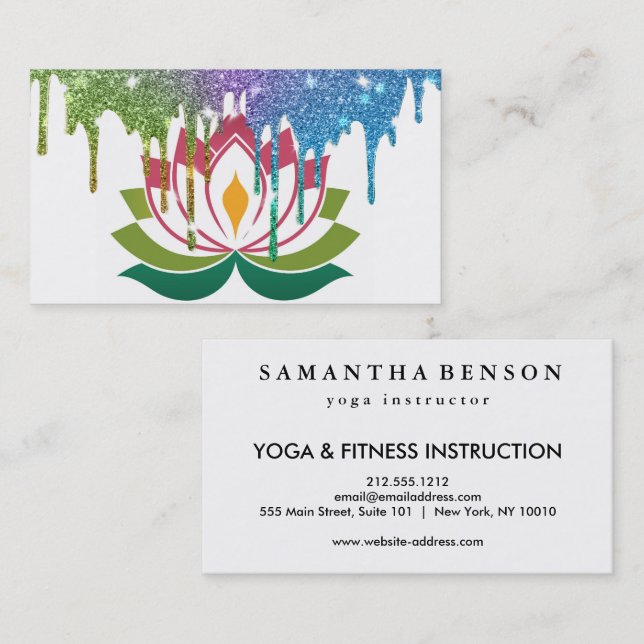 Elegant Lotus Flower Logo Yoga Business Card (Front/Back)