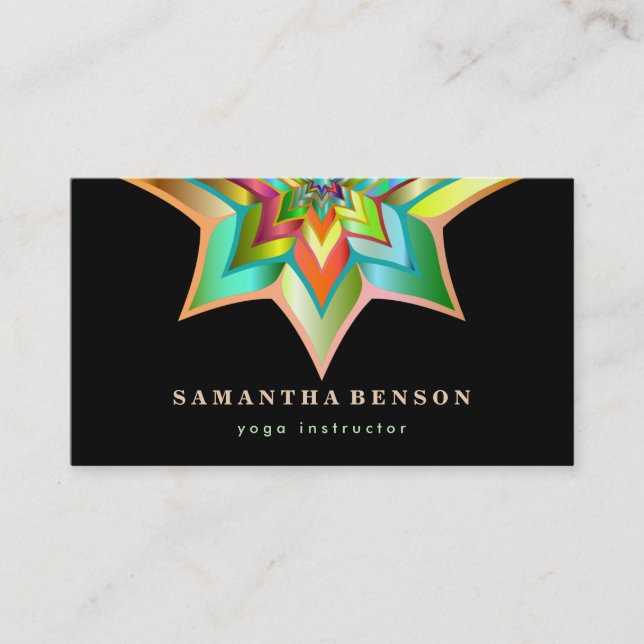 Elegant Lotus Flower Logo Yoga Business Card (Front)