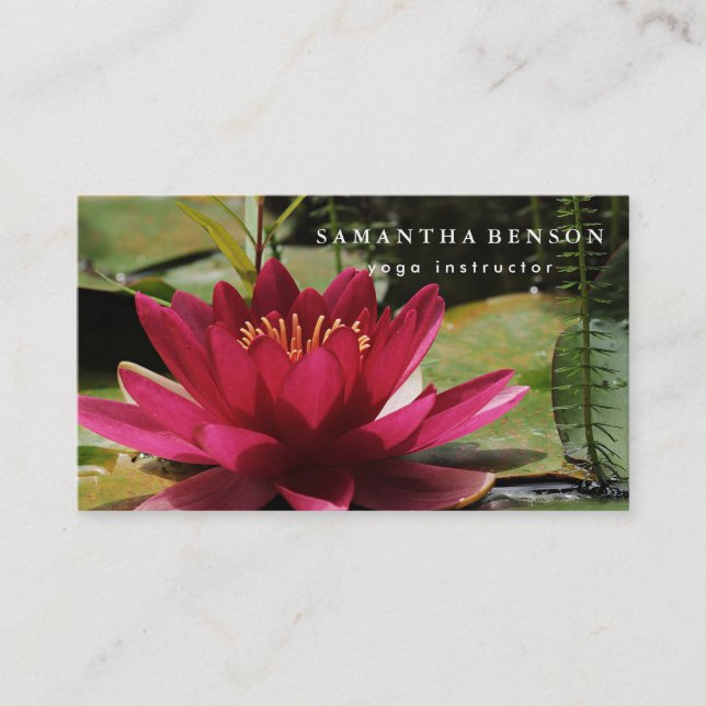 Elegant Lotus Flower Logo Yoga Business Card (Front)