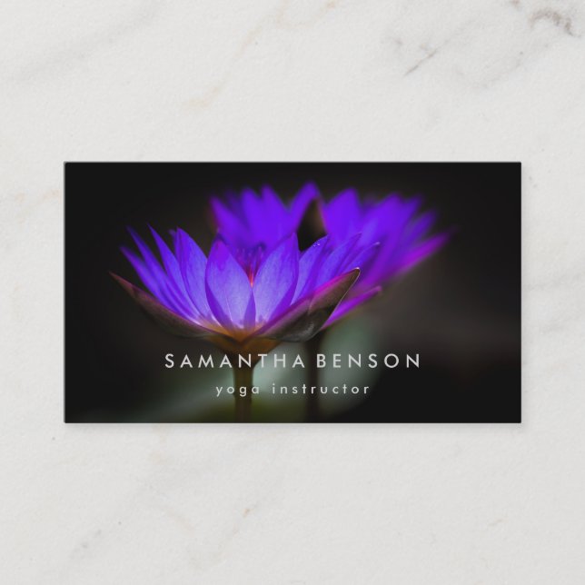 Elegant Lotus Flower Logo Yoga Business Card (Front)