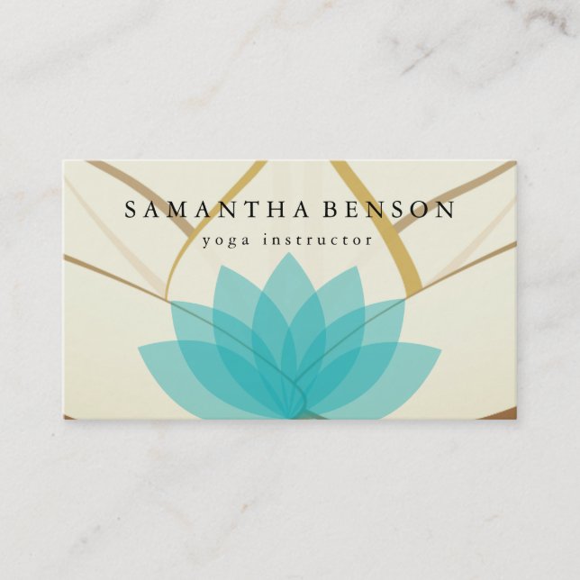 Elegant Lotus Flower Logo Yoga Business Card (Front)
