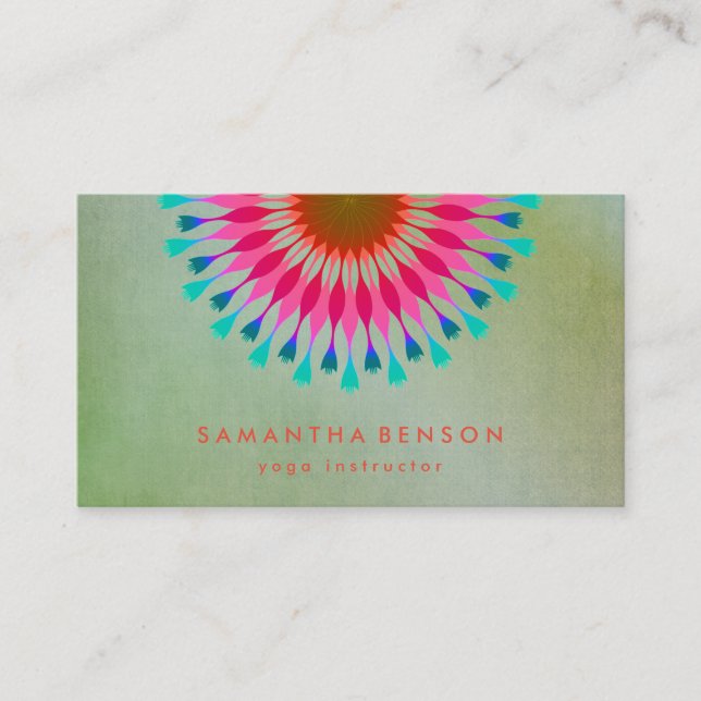 Elegant  Lotus Flower Logo Yoga Business Card (Front)
